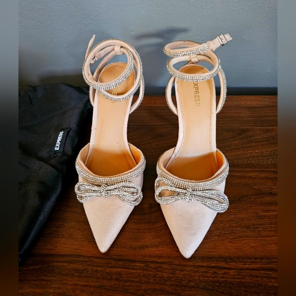 Blush heels with bling